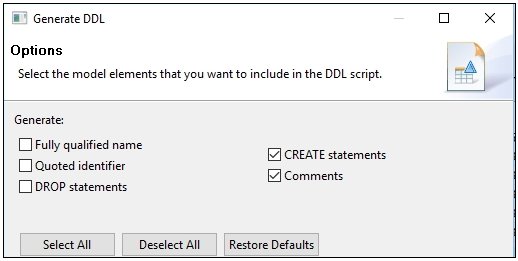 Using The Generate Ddl Wizard